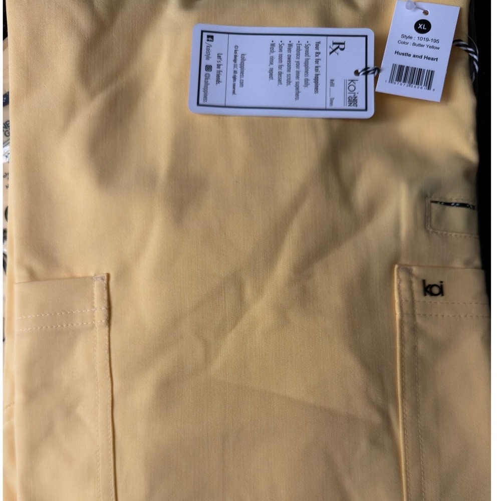NWT- Koi Scrub Top Womens Medium Butter Yellow Next Gen Hustle and Heart NWT - Picture 5 of 6